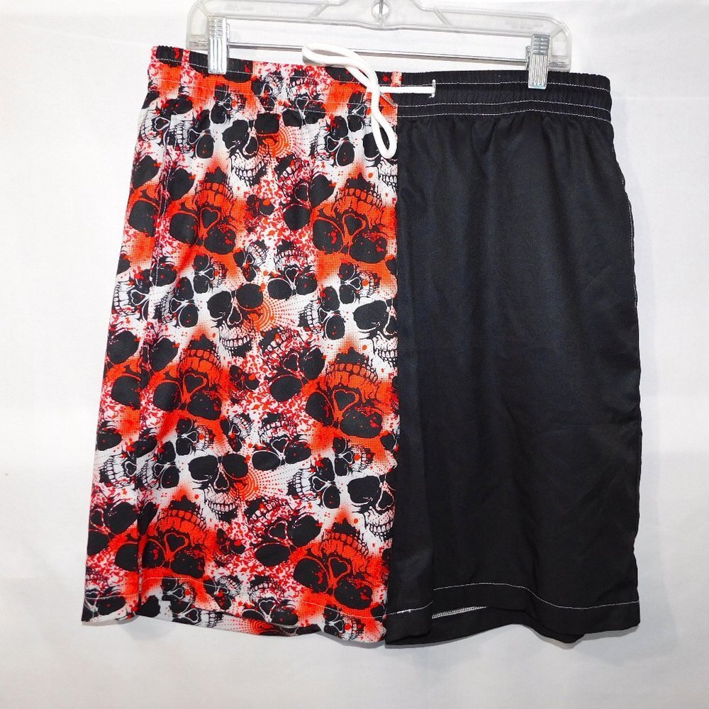 ROMWE Swim Trunks Red Black White SKULLS -  Mens 2XL  New without Tag UNWORN